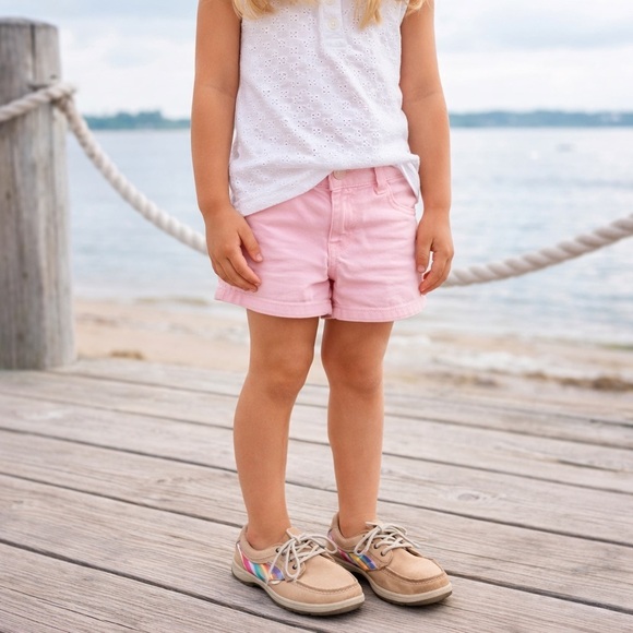 Sperry Other - Sperry Top-Sider Girls Boat Shoes Size 2.5M Tan Leather Rainbow Stripe Nautical